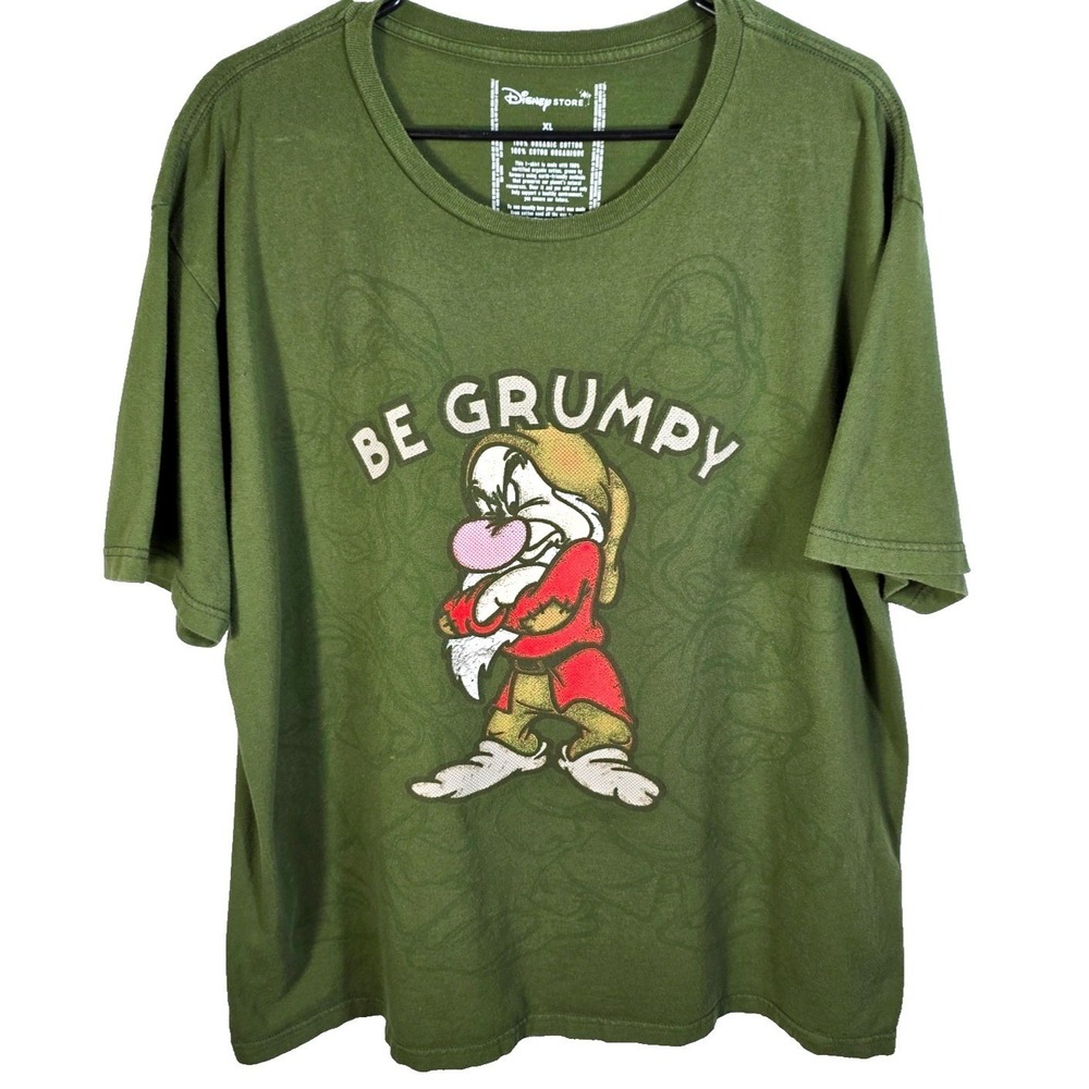 Disney Store Grumpy T Shirt Mens XL Green Organic Cotton Track My T Retro